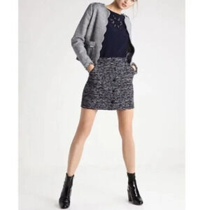 Banana Republic Women's Size 4 Navy Blue Button Down Lined‎ Textured Mini Skirt